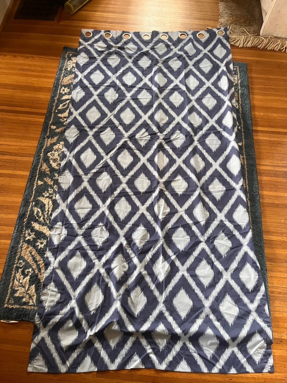 Geometric Dark and Light Blue Curtain Panels (Set of 4)- Home Bedding